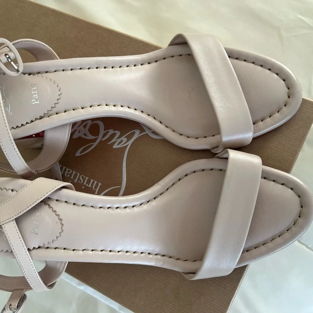 Christian Louboutin Miss Jane 55m Blush Sandals with Red Sole - Picture 2 of 4